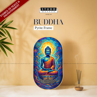 Buddha Pyrite-Lapis Lazuli Frame [ Capsule Shape ]